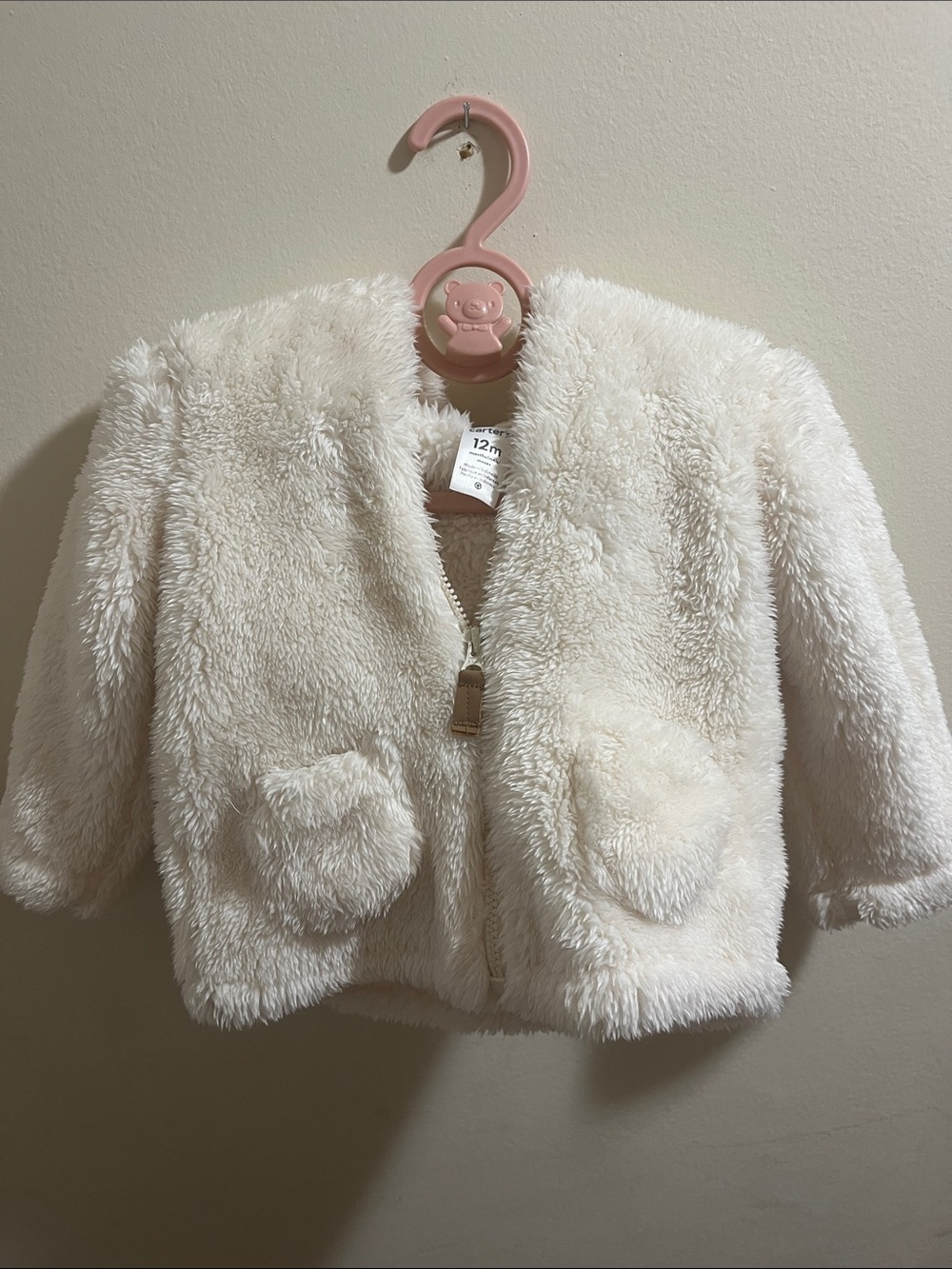 NWT Carter's Sherpa Teddy Ears Zip-Up Hoodie 12M